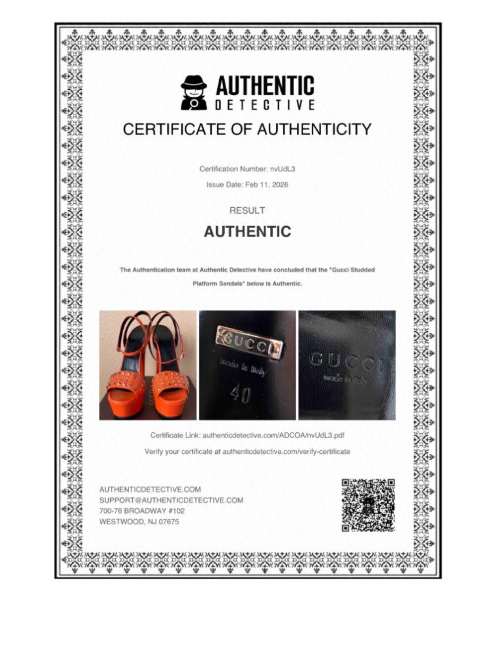 Authentic Gucci Malaga Kid Orange Leather Studded Heels EU40 US9/9.5 w/COA & Box - Picture 2 of 16
